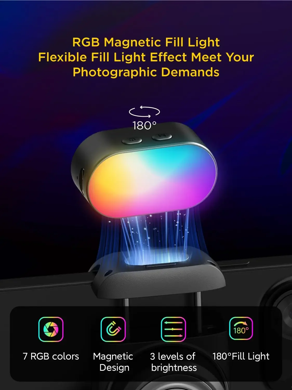 ジンバル用 RGB 磁気フィルライト LED ビデオ撮影ライト 3 つの明る