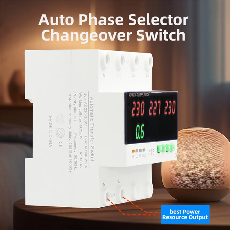 L07A-무정전 전원 공급 저전압 보호기 ATS 자동 전환 스위치 위상 선택기 전류 제한기 100A
