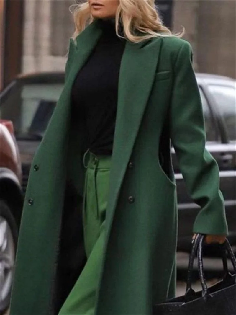 Women Overcoat Woolen Double Breasted Blazer Winter Warm Thick Jacket Fashion Streetwear Prom Made 1 Piece women overcoat
