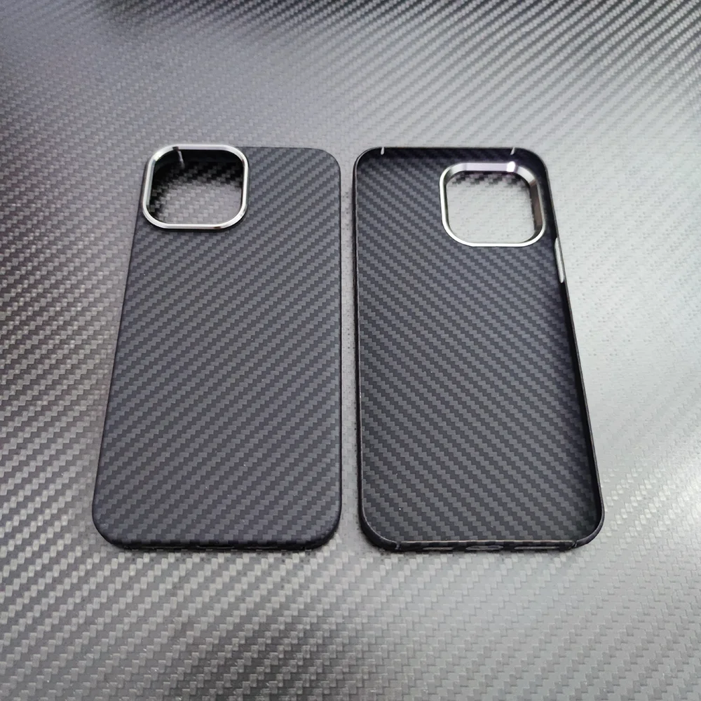 

carbon fiber phone case for iphone15 14 13 12 pro max case metal ring thin light aramid fiber cover for iphone 12 13 pro 15plus