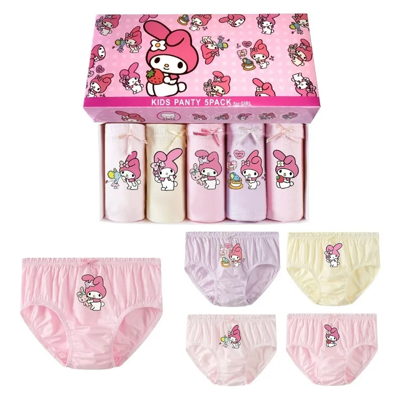5 pezzi mutandine per bambini per ragazze carino HelloKitty slip per ragazze morbido cotone traspirante Kawaii Cartoon biancheria intima per bambini mutandine slip - immagine 5