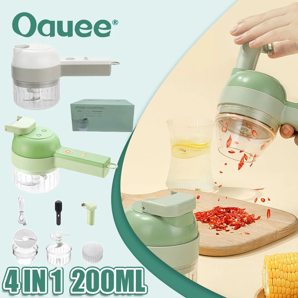 New 4 In1 Multifunctional Electric Vegetable Cutter Slicer Garlic Mud