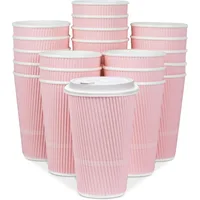Disposable Coffee Cups With Lids - 16 oz To Go Coffee Cup (70 Pack). Large Travel Cups Hold Shape 1