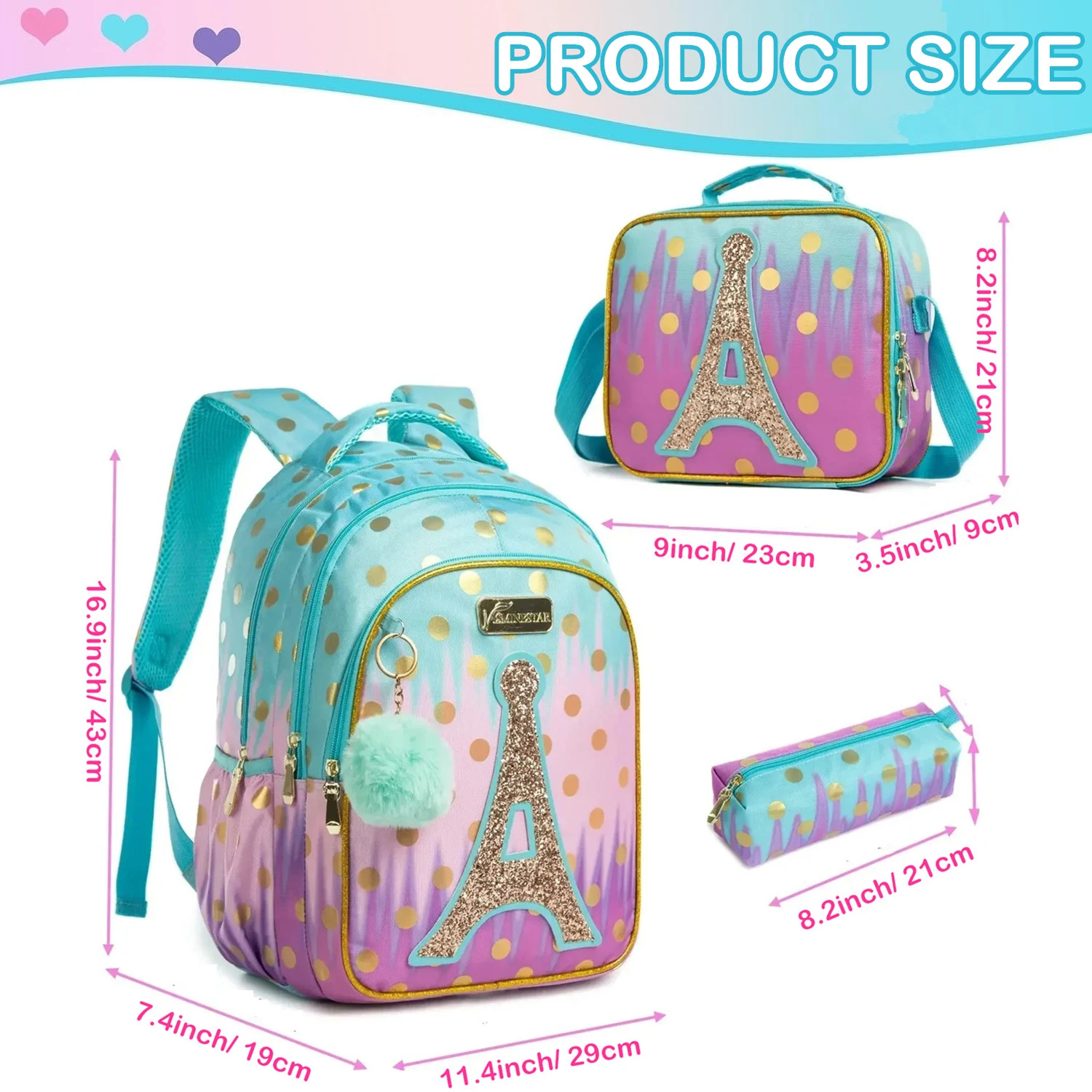 Children School Bags Kids Backpack Set in Primary Schoolbag for Teenager Girls Sequin Tower School Bags Waterproof Book Bags 2