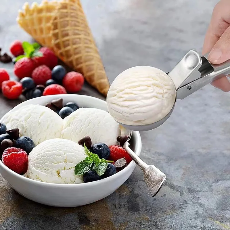 Stainless Steel Ice Cream Scooper Multifunctional Pressable Fruit Spoon Ice Cream Ball Spoon Watermelon Ball Machine ice cream scoop