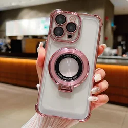 Enhanced Shockproof Silicone Phone Case with Magnetic Stand and Transparent TPU Cover for Realme 14proplus (Pink)