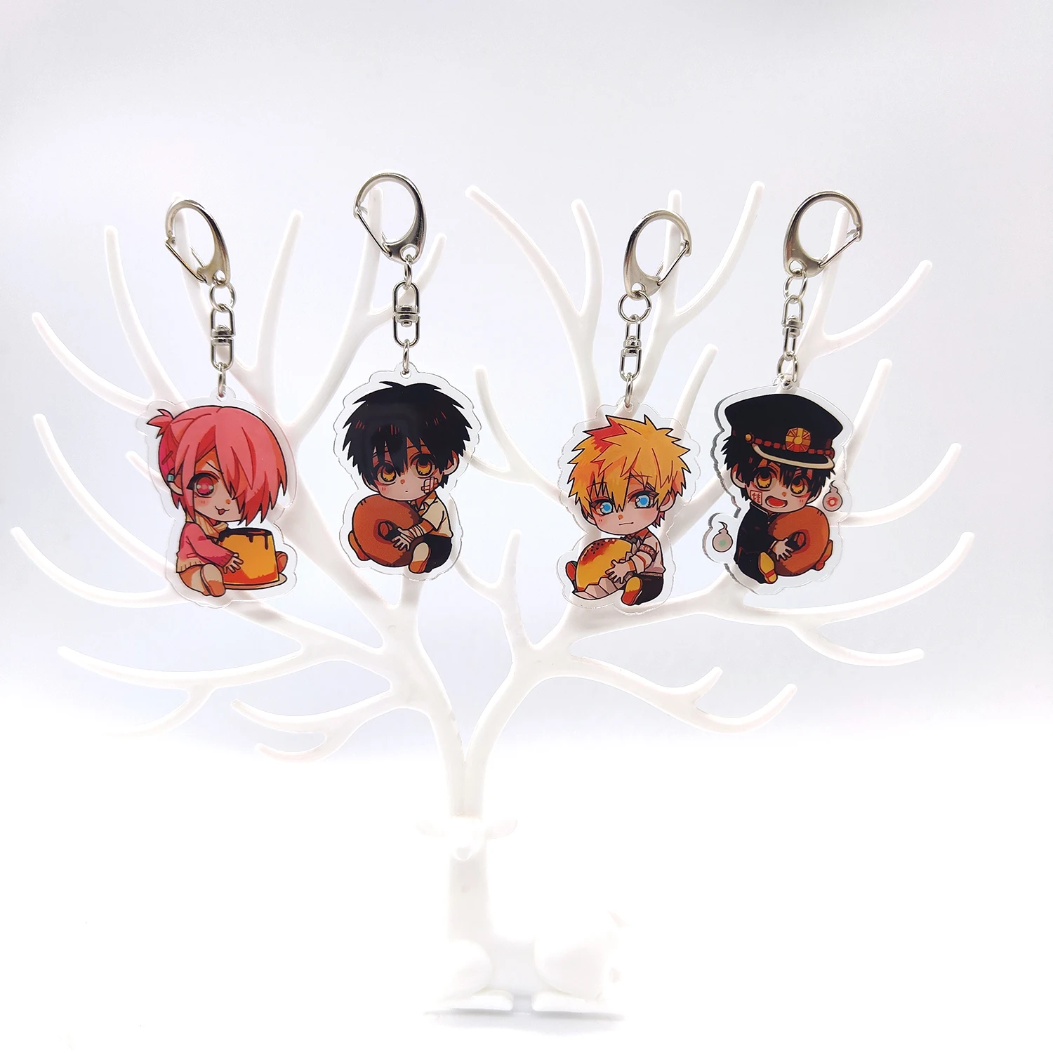 8pcs/set Anime Hanako-kun Keychain Key Chain for Accessories Cute Bag Pendant Key Ring Acrylic Cartoon Friends Gift wholesale