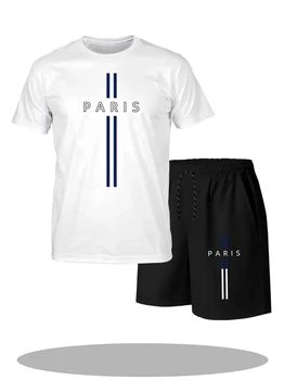 Completo sportivo da uomo a due pezzi, composto da t-shirt a maniche corte e pantaloncini, taglia grande, traspirante, per basket, con stampa a lettere.