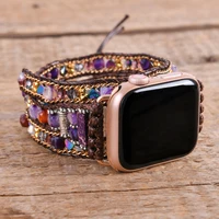 Semeprécieuse – Bracelet de montre Apple pour hommes et femmes, perles Cool, 3 pièces, corde Vegan, accessoires 5