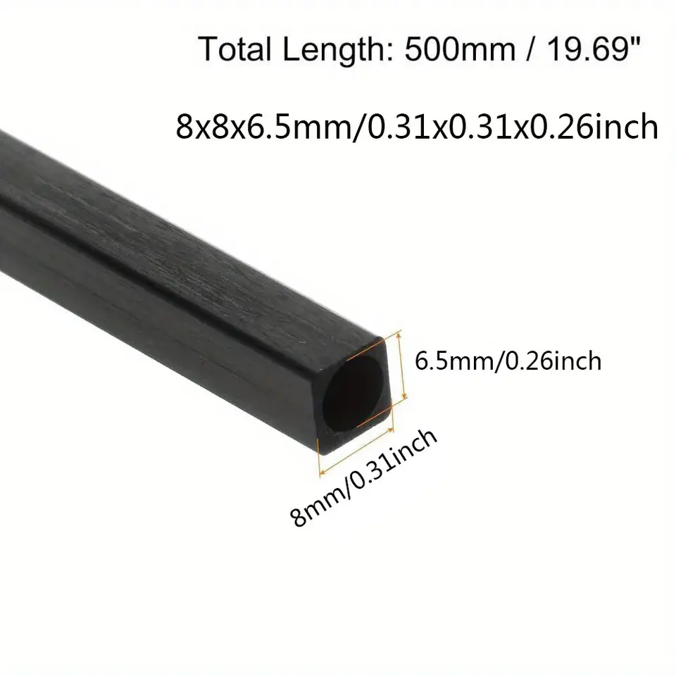 1-2-3-6pcs Carbon Fiber Square Tube Length X 500mm Outer Diameter 2mm 3mm 4mm 5mm 6mm 8mm 10mm Pultruded Carbon Fiber Tube image 12