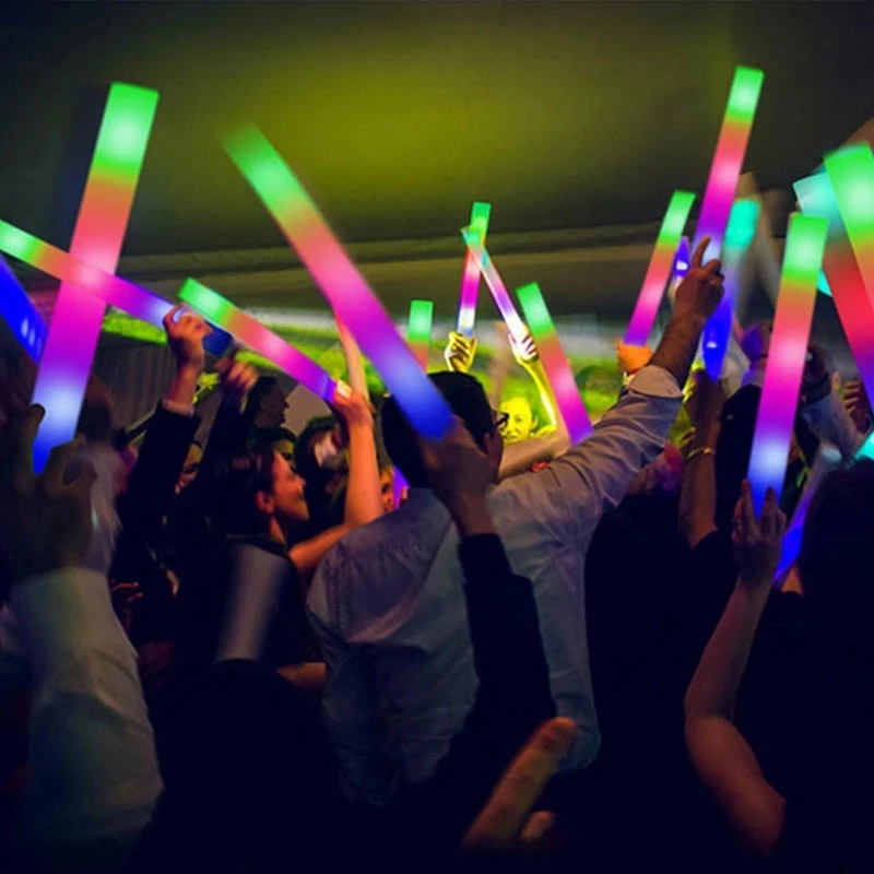 Bastoncini luminosi In schiuma bianca LED Flash Light Foam Stick Cheers Tube Glow Up Sponge Glow In The Dark Wedding Birthday Halloween Party  15
