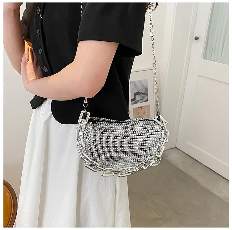 Bling Diamond Design Small Crossbody Messenger Bags for Women 2022 Summer Trend Luxury Fashion Travel Shoulder Handbags Purses