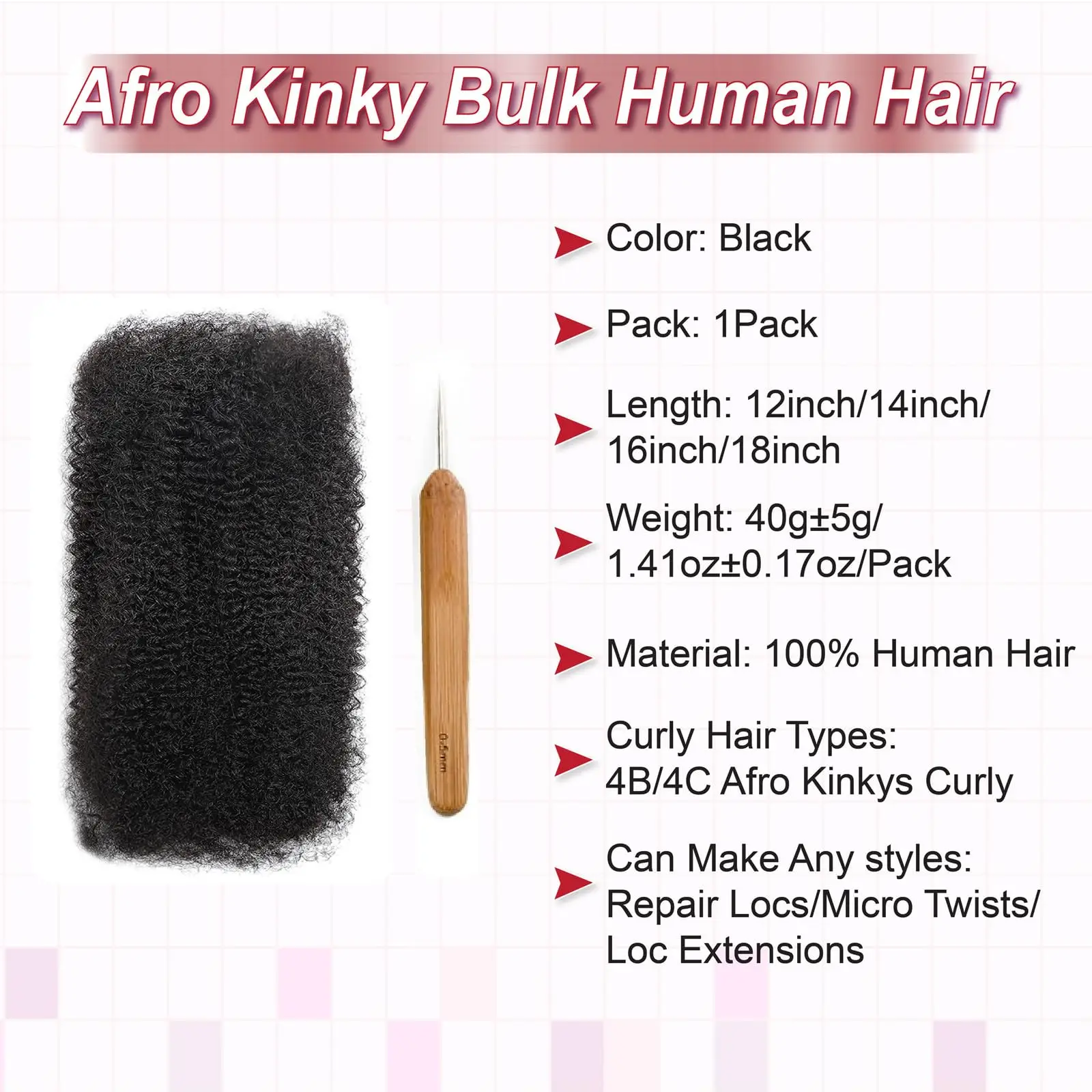Afro Kinky Curly Braiding Bulk Hair for Braiding Twists Afro Kinky Bulk Hair for Dreadlock Extensions Repair Locs Women 4