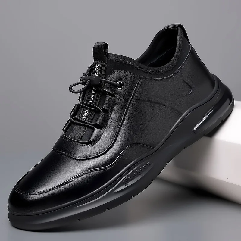 Chaussures d'affaires décontractées en cuir véritable pour hommes