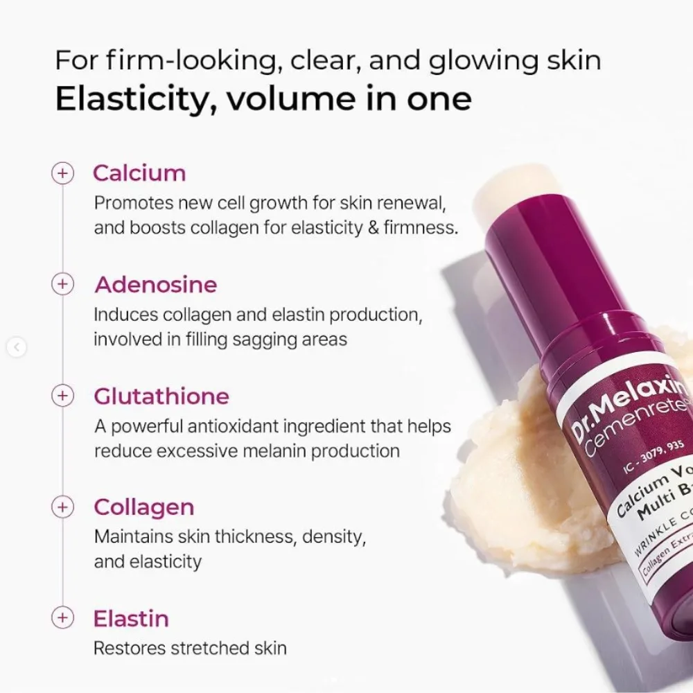 Korea Dr.Melaxin Cemenrete Calcium Volume Wrinkle Core Stick/Ampoule Cream Anti Aging Firming For Fine Lines Multi Balm Stick - Black - 3