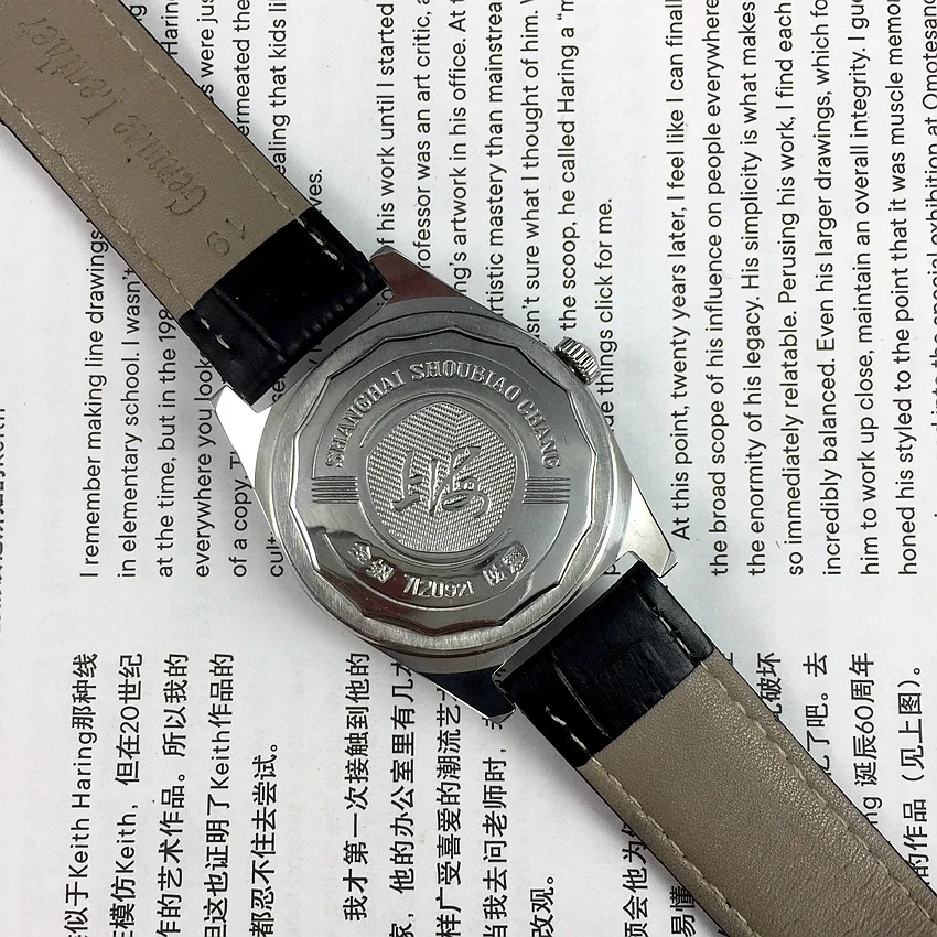 7120 타입 화이트 페이스 올스틸 충격 방지 수동 기계식 남성용 시계, 직경 37mm