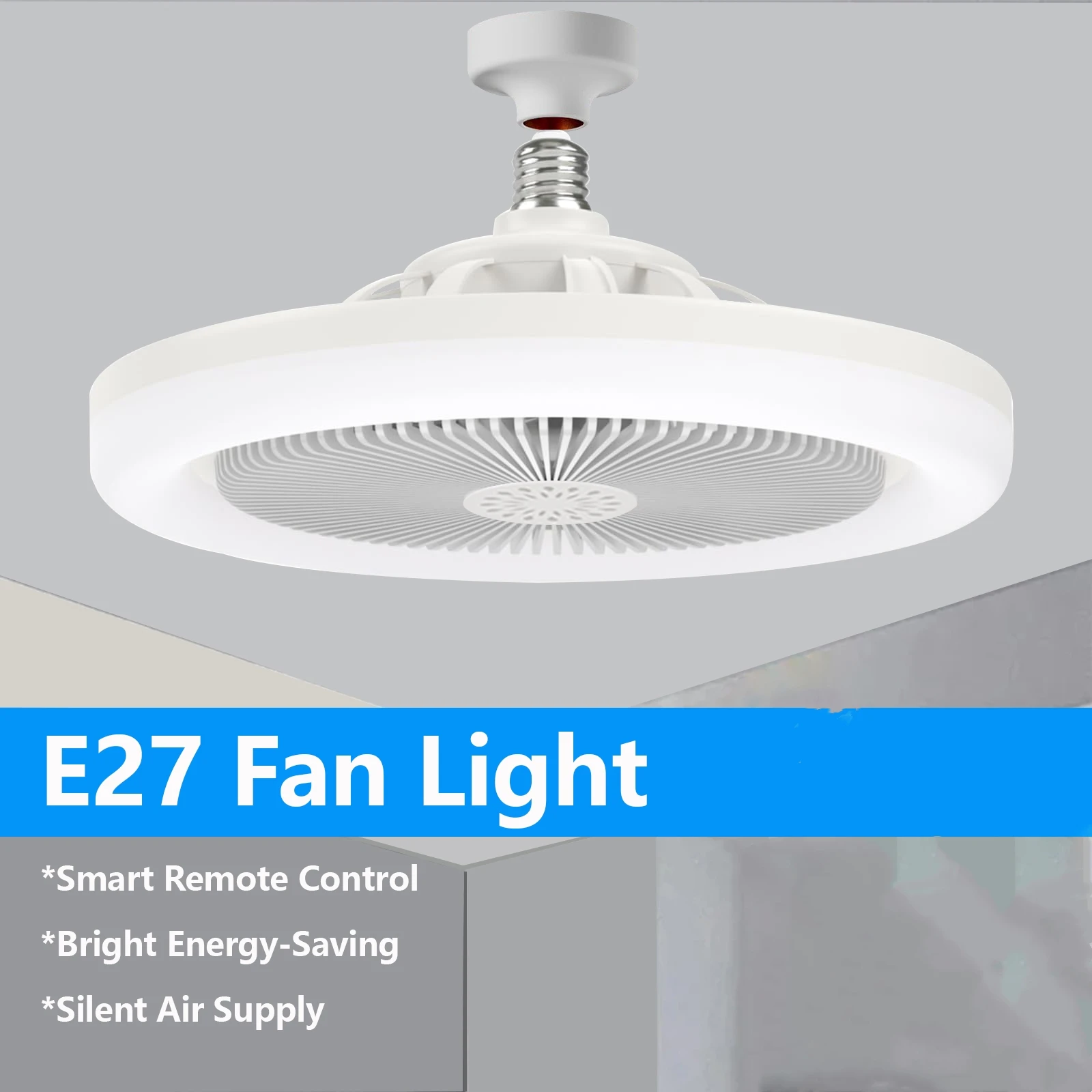 Smart 3-in-1 Ceiling Fan with Remote Control and 3-Speed E27 AC85-265V Lighting Base for Bedroom and Living Room Lighting 4