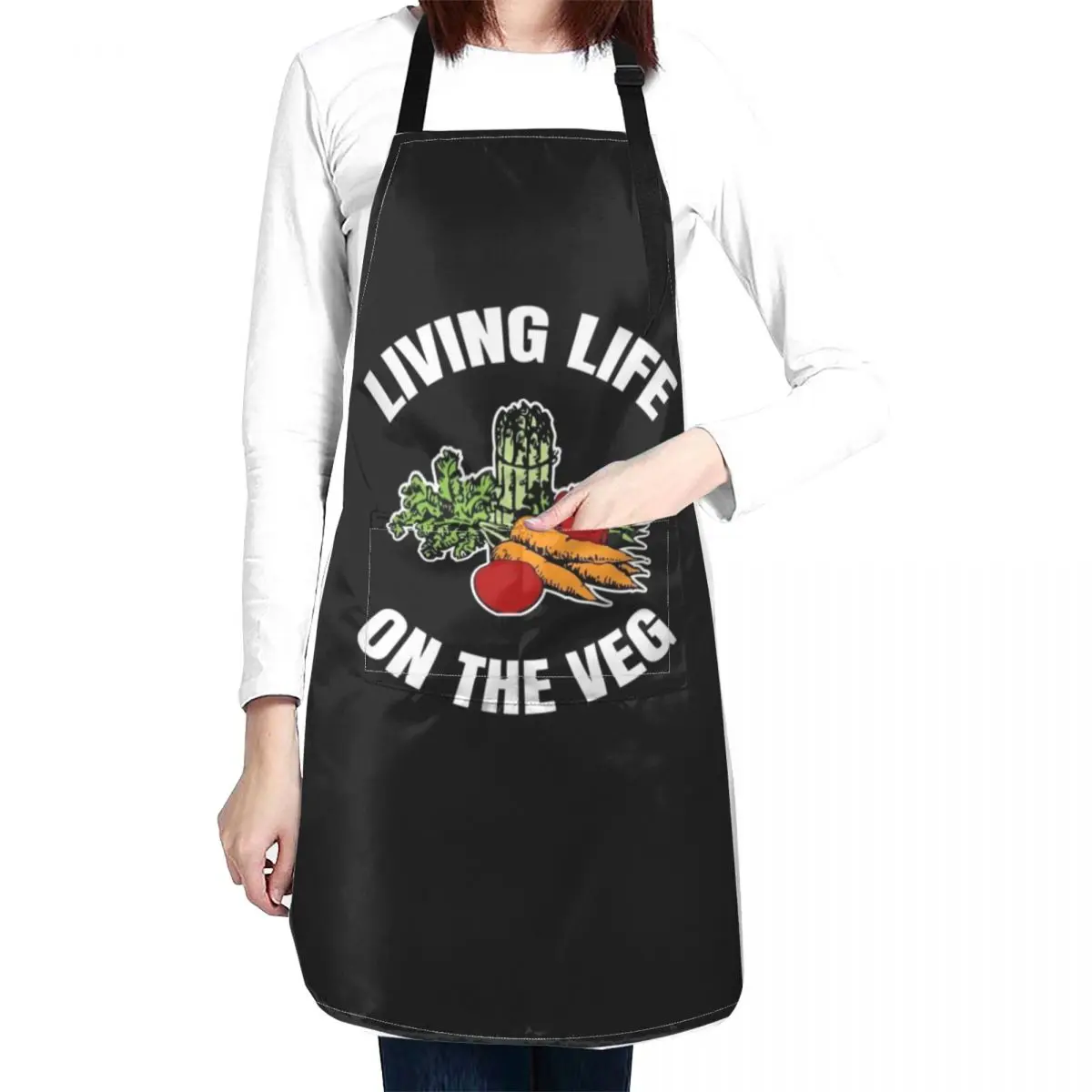 

Living Life On The Veg - Funny Vegan Gift Apron Kitchen Apron Women Restaurant Kitchen Equipment Apron Kitchen Women