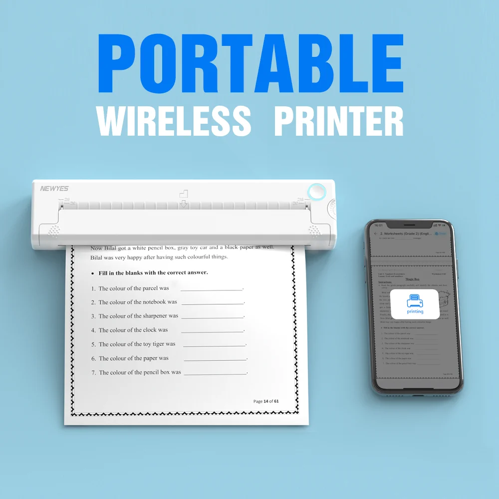 NEWYES Portable Wireless Thermal A4 Printer - The World's Smallest