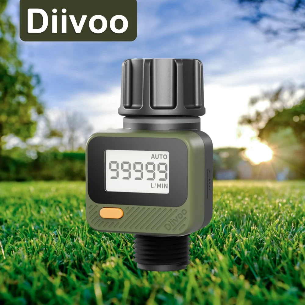 Diivoo Digital Water Flow Meter IP54 Highly Accurate Measurement of Water Consumption for Outdoor Garden Watering Tanks