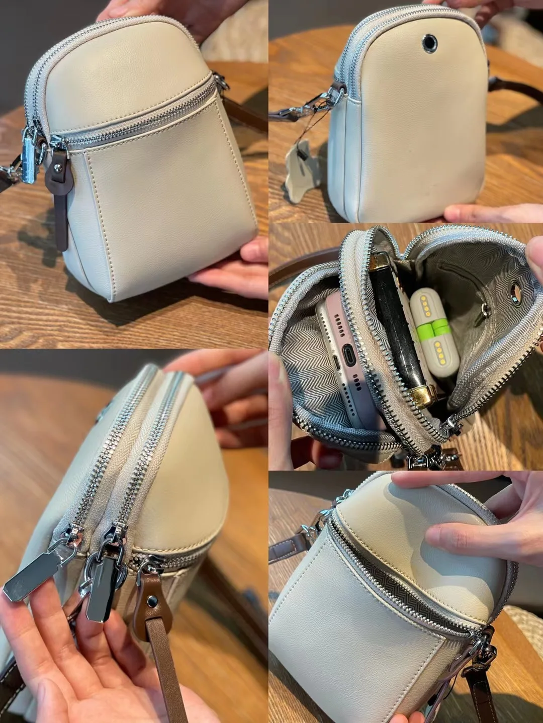 Ladies Crossbody Small Shell Bag Soft Cowhide Leather Phone Bag  Women's Summer Handbag Shoulder Purse Multi Compartment Pockets