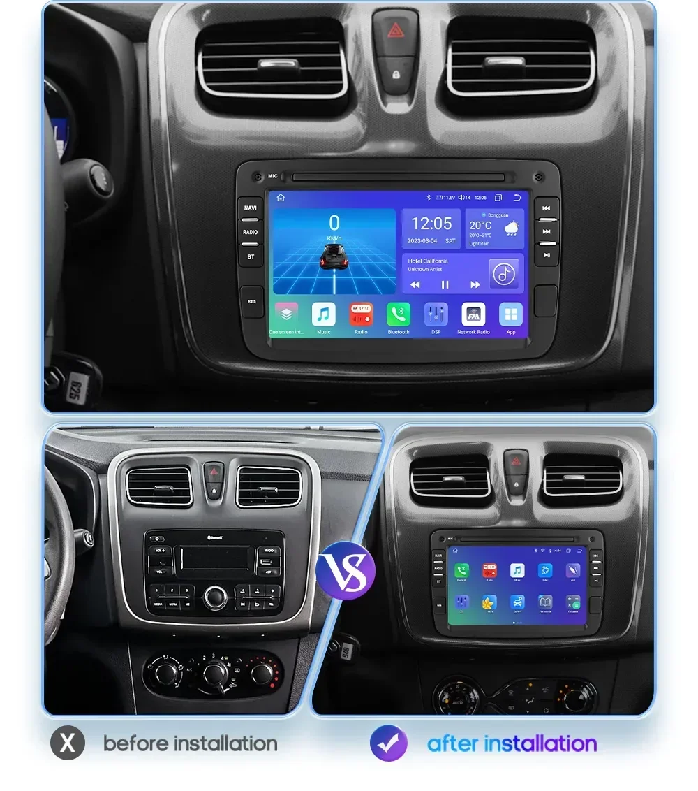 Android Car Radio for Dacia Duster Dokker Logan Sandero Renault Captur  Symbol Carplay Car Stereo Multimedia Audio Player Screen