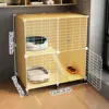 Cat Cage with Free Space, Small with Wheels, Kitten Yellow Cat Cabinet, Cat Villa, Indoor Cat House for Home Use 6