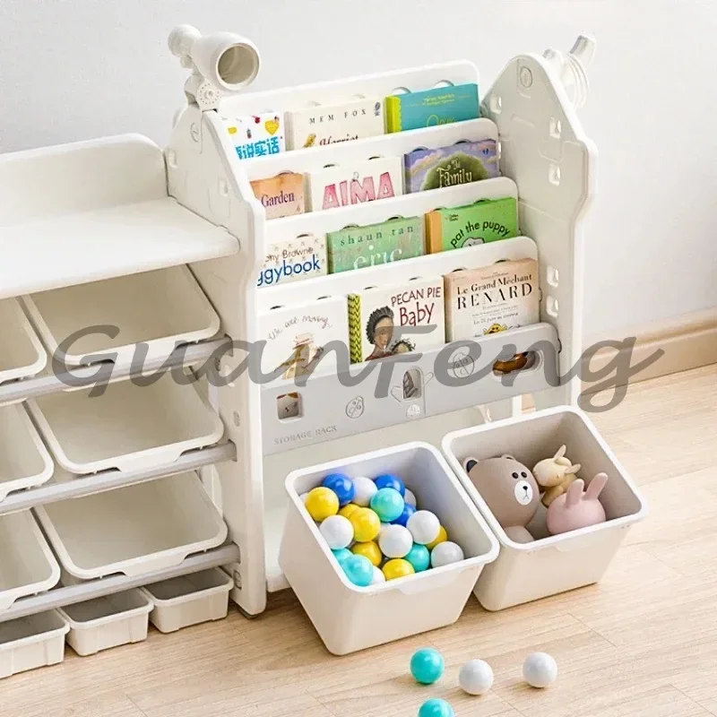 Kids Toy Storage Organizer Bookshelf 14 Bins Pull-Out Drawers Multipurpose Shelf for Toddlers Organize Toys Room Furniture 4