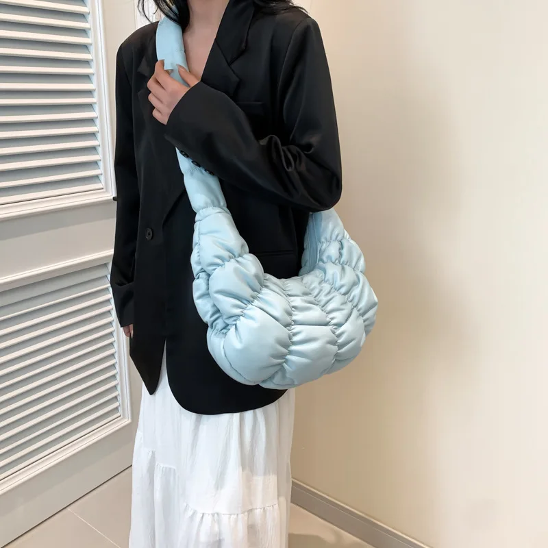 2024 Fashion Pleated Handlebags For Women big Pu Cloud Bags Leisure Armpit Bag Shopping Shoulder Bags Dumpling Handbag Female ﻿