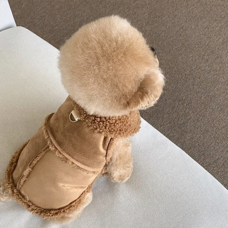 Pet Dog Clothes Cotton Coat Pet Warm Winter Teddy Thickened Jacket Frise Tractable Split Button Shirt