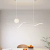Modern Simple Led Restaurant Chandelier Light Luxury Dining Table Pendant Light Nordic Long Strip Creative Indoor Lighting Lamps 4