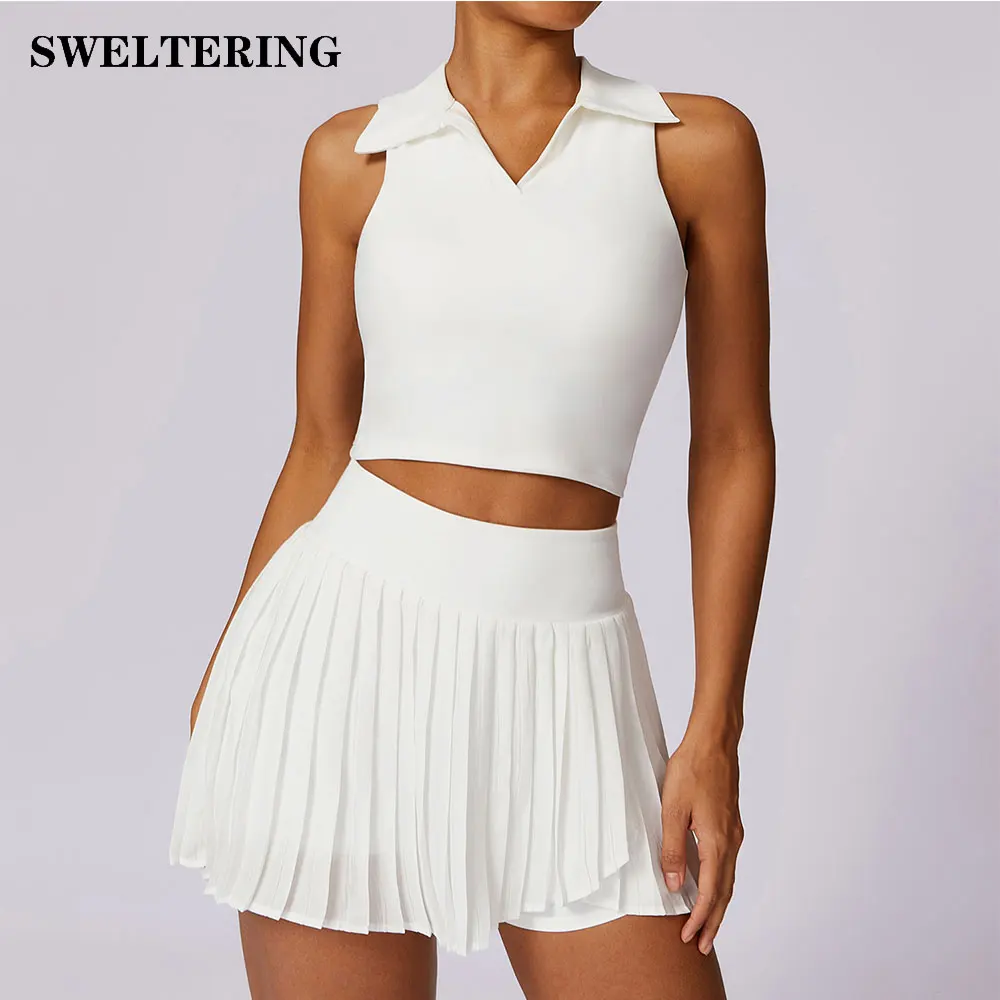 Women's Athletic Tracksuit Set - Sports Bra & Skirt Combo