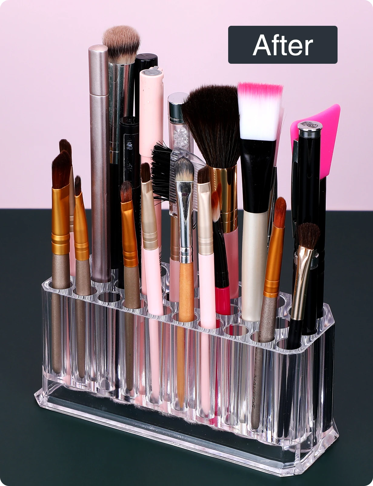 Makeup Organizer Small Clear Acrylic Compact Brush Lip Liner Pencil Mascara Eyeliner 26 Slots
