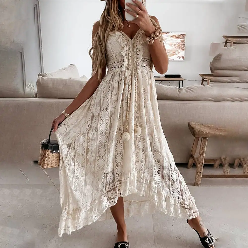 

Camis Dress for Women 2023 Vestido Evening Dress Korean Vintage Summer Elegant Beach Bohemian Long Dresses for Female Clothing