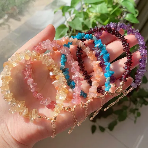 천연 칩 자갈 스톤 불규칙한 녹색 형석 자수정 가넷 비즈, 보석 만들기, DIY 팔찌 목걸이 액세서리 6