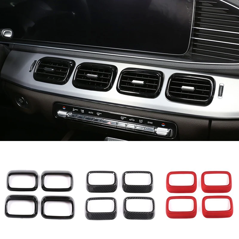 

For Mercedes-Benz GLE GLS Class 2020 4pcs Car Interior Front Center Console Air Condition A/C Vent Outlet Trim Cover
