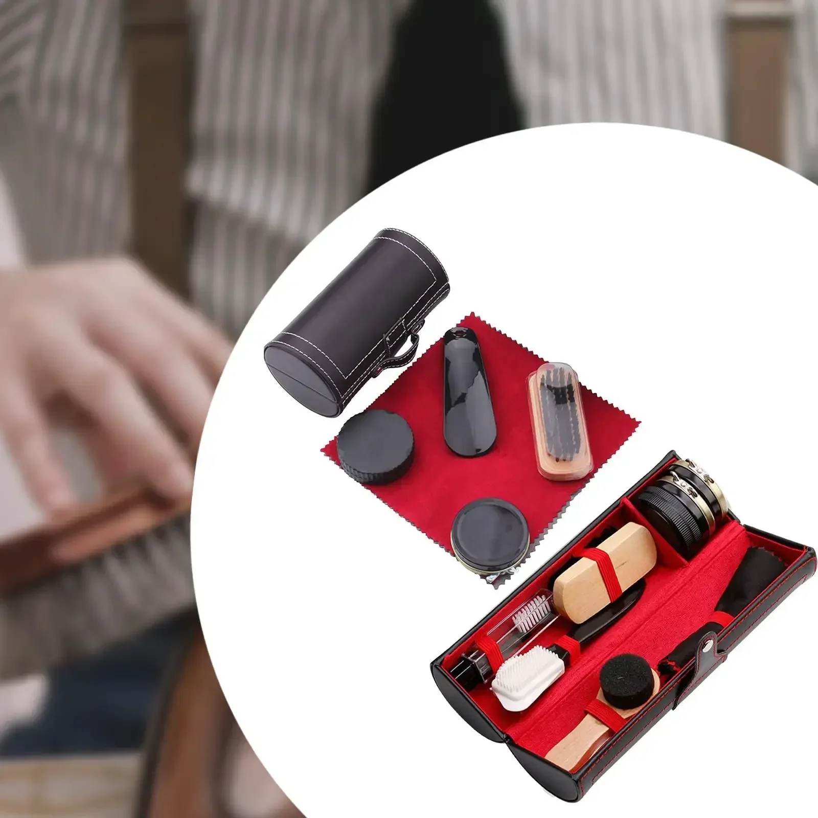 Shoe Care Kit for Leather Shoes Travel Portable Shoe Polish Kit for Men
