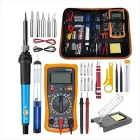 EU Plug Soldering Iron Kit Adjustable Temperature Professional Electronic DIY Kits Multimeter Hot Pen Soldering Iron