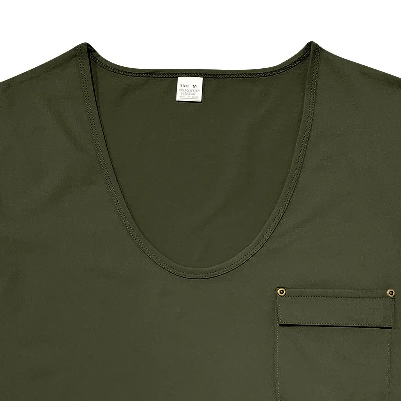 2026 Neues Taschen-T-Shirt Europäischer und Amerikanischer Herren-Stil V-Ausschnitt Einfarbig Lässiges Kurzarm-T-Shirt – Detail 24