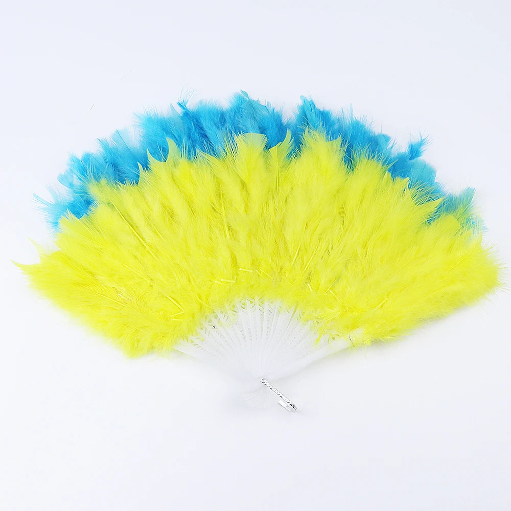 

Plastic Wedding Hand Fans Turkey Feather 45X25CM Diy Craft Supplies Natural Creative Leisure Soild Color White Feather Fan