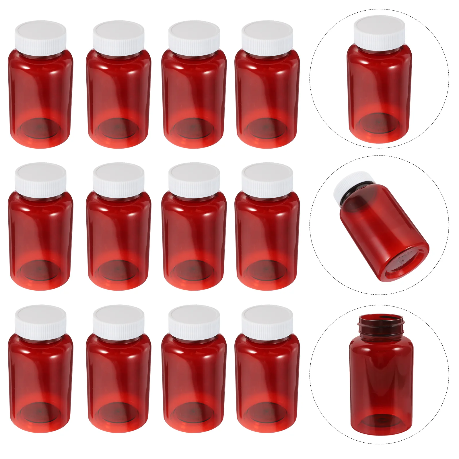 

12 Pcs Pill Storage Box Amber Plastic Pills Bottles Empty Medicine Container