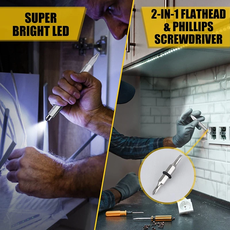 아빠용 멀티 툴 펜, LED 조명, 스타일러스, 스크루 드라이버, 오프너, 눈금자, 남자친구용 레벨 선물, 9 in 1, 6 개