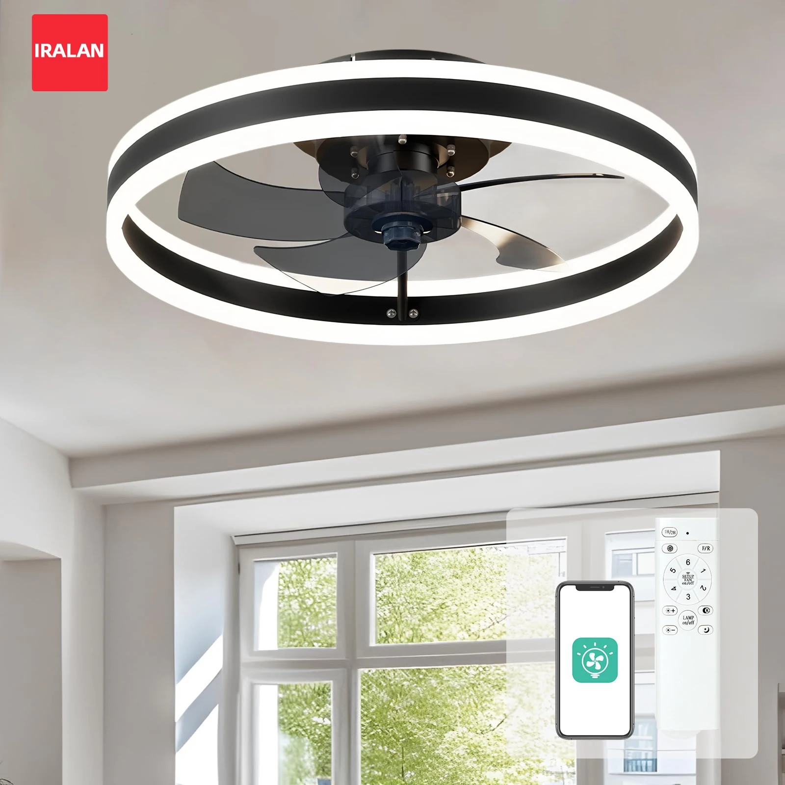 Ceiling Fan Led Ceiling Fan Lights Led Fan Light IRALAN Ceiling Fan Light Remote Control Dimmable 6 Speeds Modern Low Profile LED for Living Room Bedroom