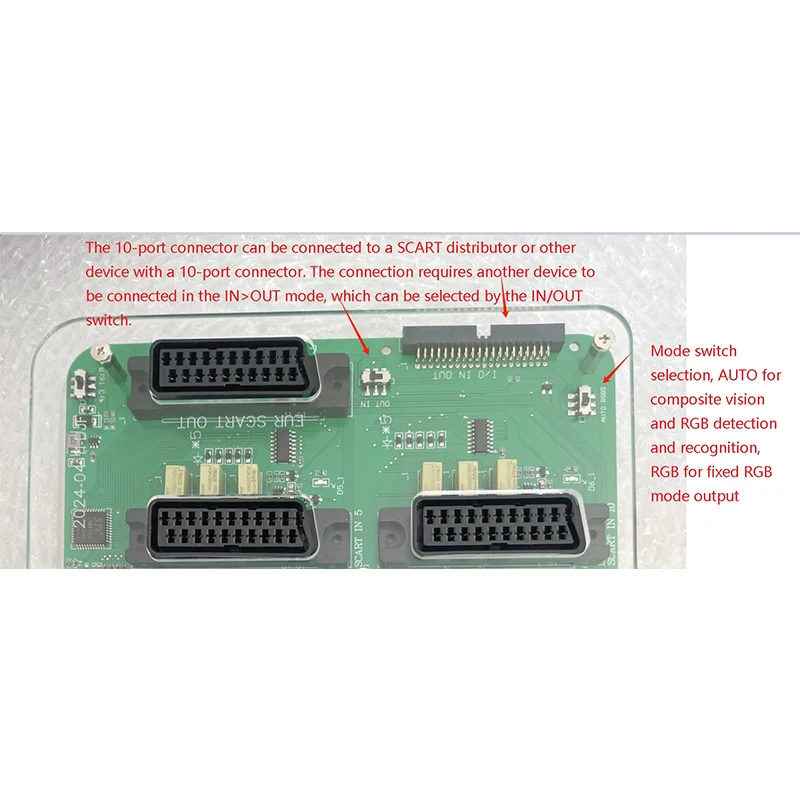 10 IN 1 OUT SCART 분배기 변환기 레트로 비디오 EUR SCART/popu SCART/RGBS 분배기 변환 보드 장치 용 자동 스위처