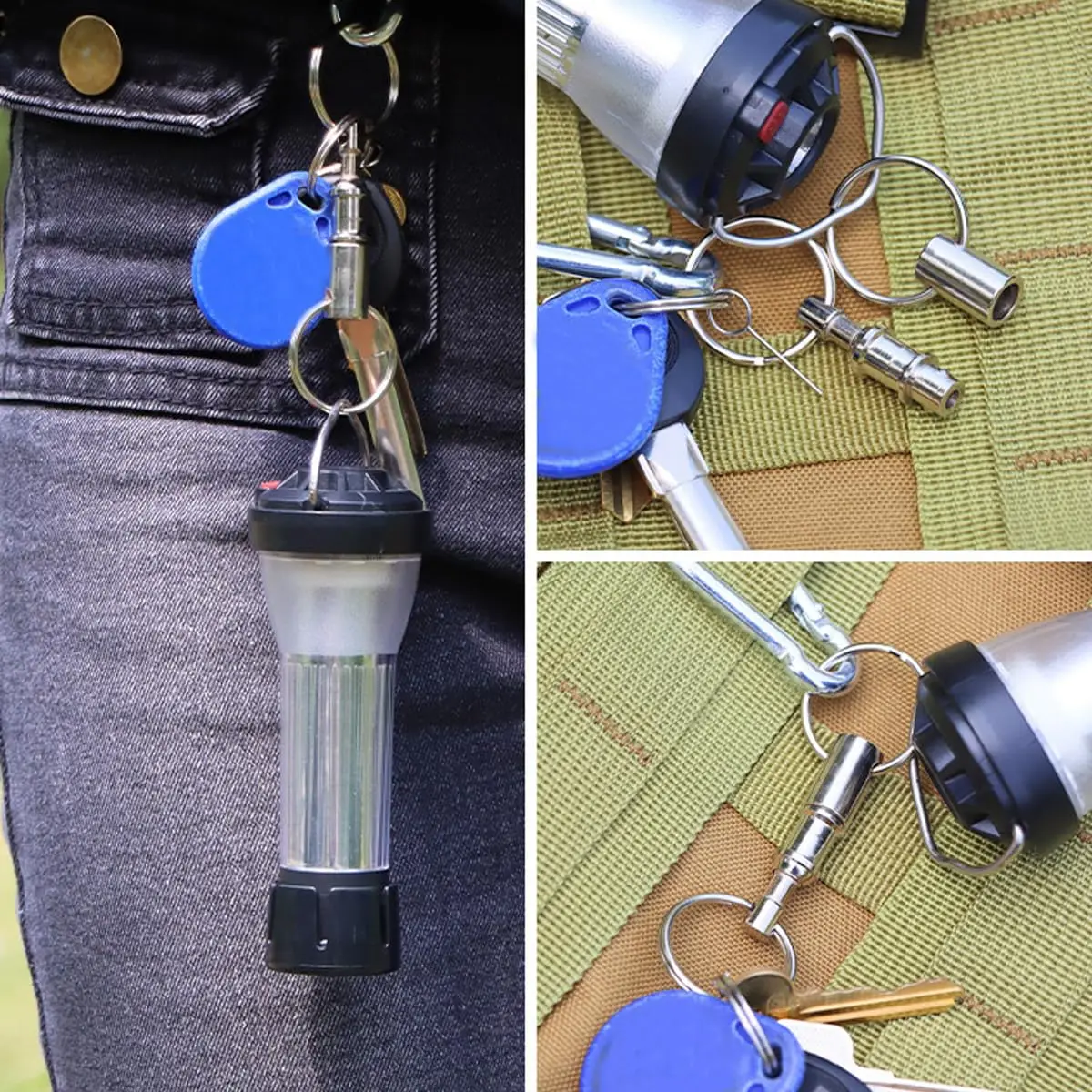 10PCS Quick Release Keychain Detachable Pull Apart Key Rings Heavy Duty Dual Split Snap Lock Holder Silver Double Spring Key Acc 4