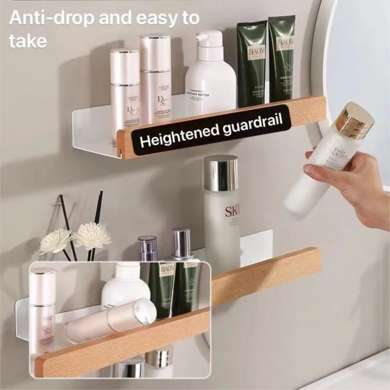 Bathroom No Punching Beech Shelf Wall-Mounted Kitchen Storage Shelves Waterproof And Moisture-Proof Bathroom Kitchen Accessories 3