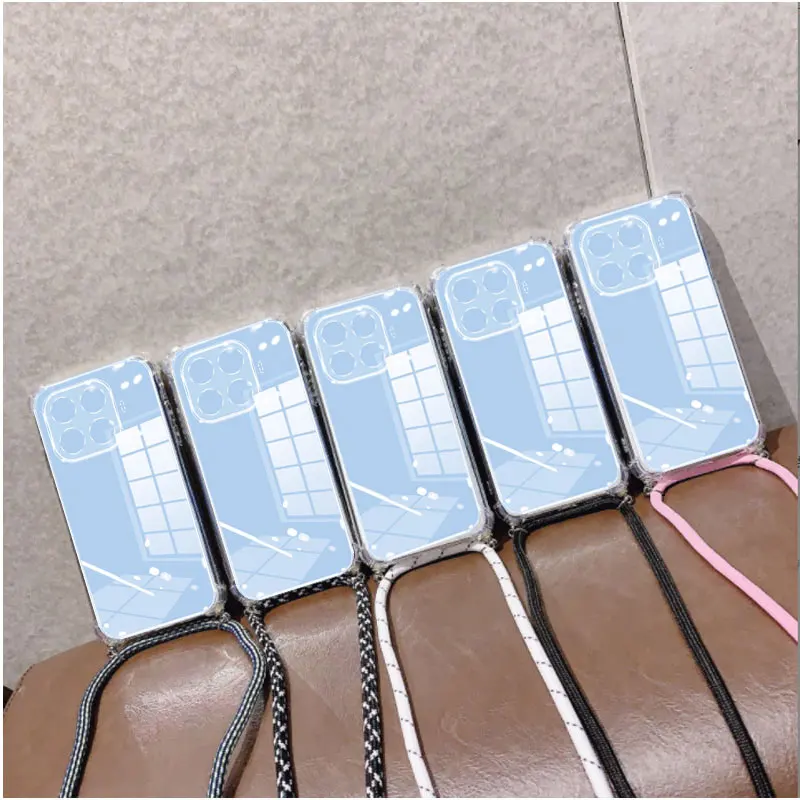 Crossbody Necklace Cord Silicone Phone Case - Transparent Shockproof Cover