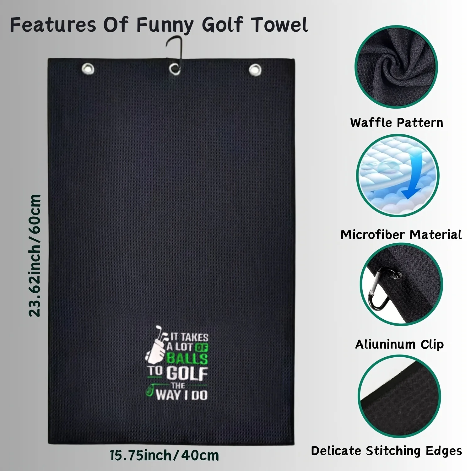 Funny Microfiber Premium Golf Towel Embroidered Golf Towels Bags Men&Women Accessories Men Golfers golf towel