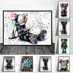 Abstract Graffiti Cartoon Panda Poster Funny Toy Bear Canvas Painting Modern Wall Art Picture For Kids Living Room Home Decor