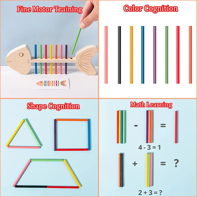 Montessori Color Matching Sensory Toys Wooden Balance Stick Fine Training Game Puzzle Toy For Boys Girls Birthday Christmas Gift 3